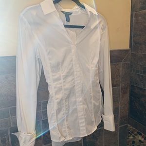 White House Black Market White Button Down Shirt